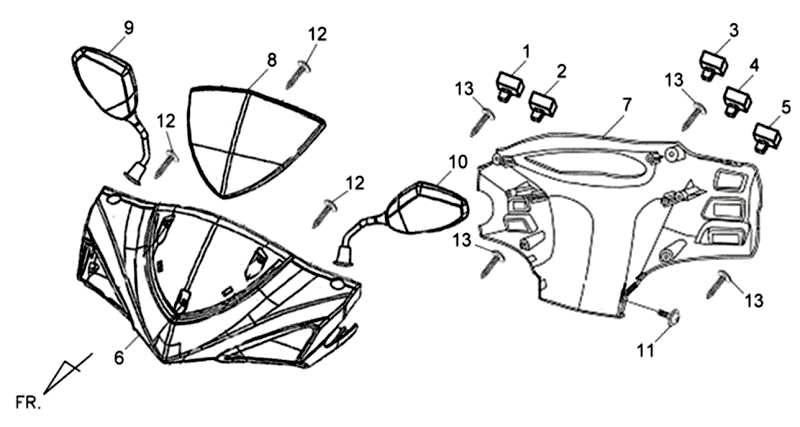 Garniture de phare Miroir de comptoir Sym Jet 4 (BK001C) noir