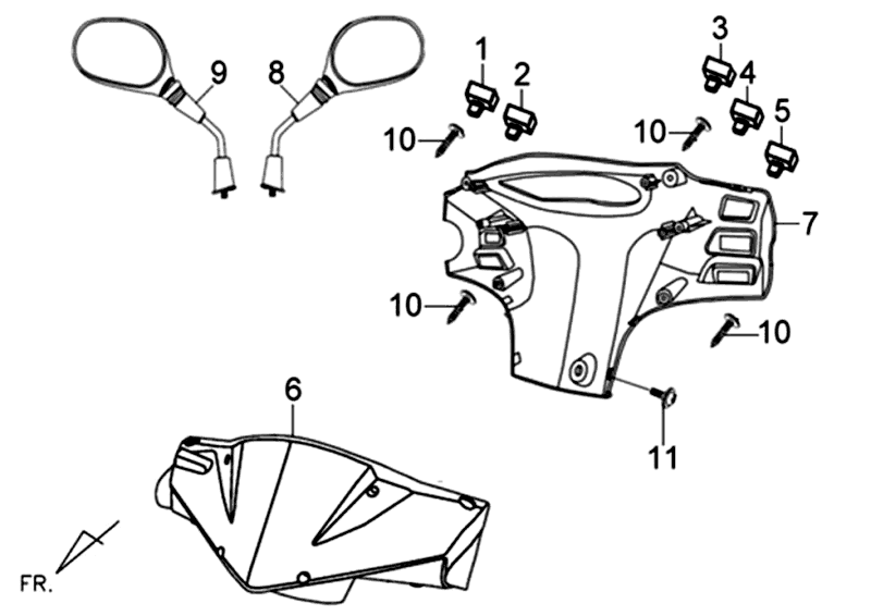 Coque de phare pour rétroviseurs Sym Orbit II (Y108C BU289) jaune bleu