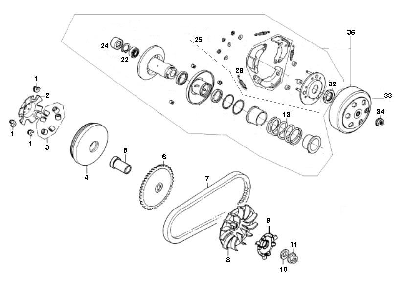 Variateur d'embrayage 10 GY6 (EURO 2 ; AVANT 2018)-parstproduct-Koppeling- Variateur 10 GY6 2
