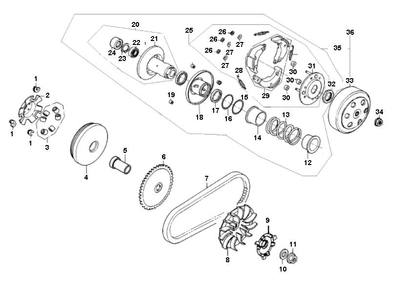 Variateur d'embrayage Turbo Cx-50 4 temps