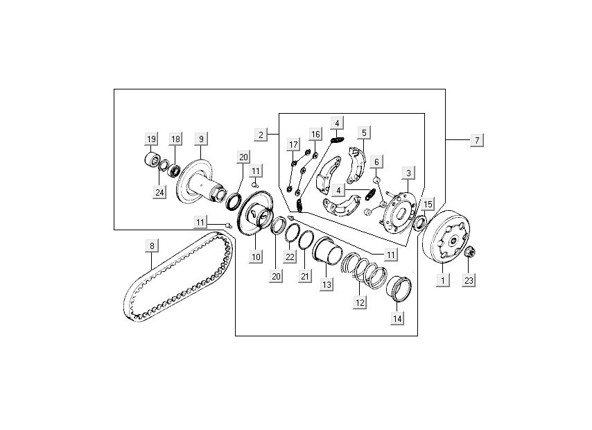 courroie trapézoïdale d'embrayage Kymco Grand Dink 2 temps Silver