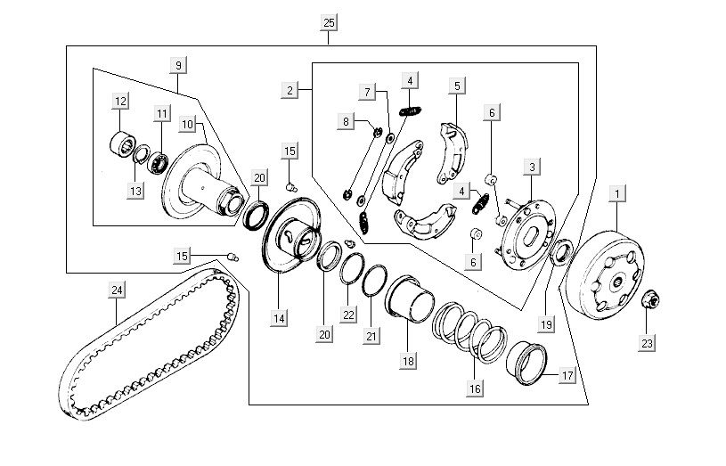 Pochette Kymco Super9 2t lc om noir mat-rouge