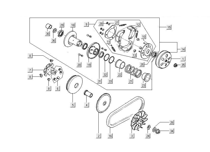 Embrayage Kymco Super 8 Street 4 temps rouge