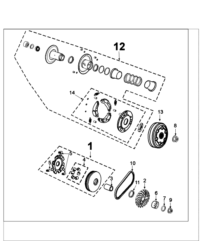 Embrayage Peugeot Speedfight 4 4 temps or blanc