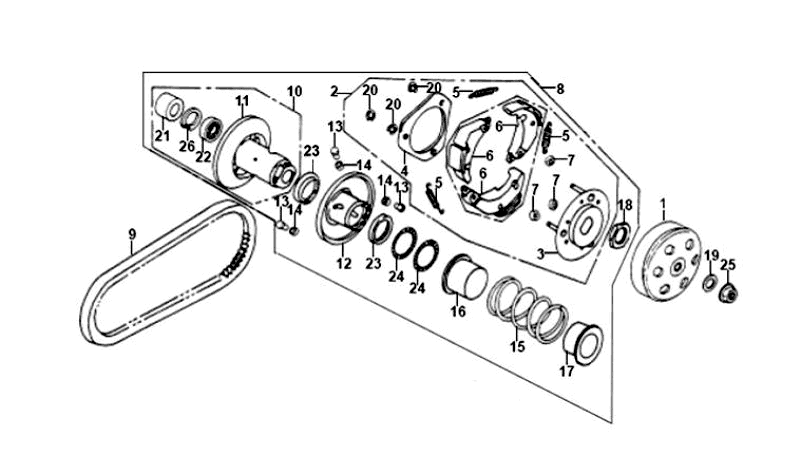 Embrayage String V Sym Orbit (BU289) bleu