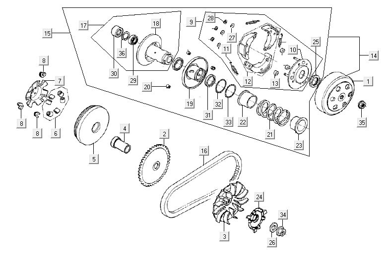 Embrayages Kymco Agility Fat 12' 4 temps blanc