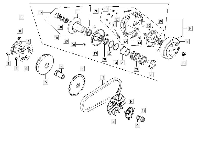embrayages Kymco Agility RS 4 temps rouge