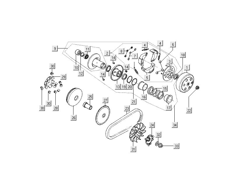 Embrayages Kymco Filly 4 temps argent