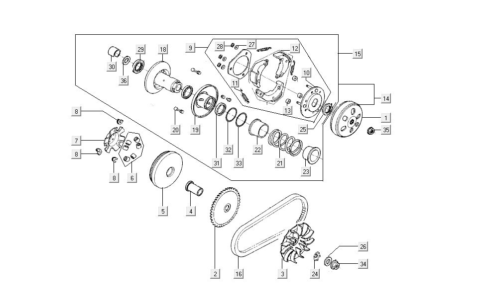 embrayages Kymco Super 8 4 temps (2007-2009) orange