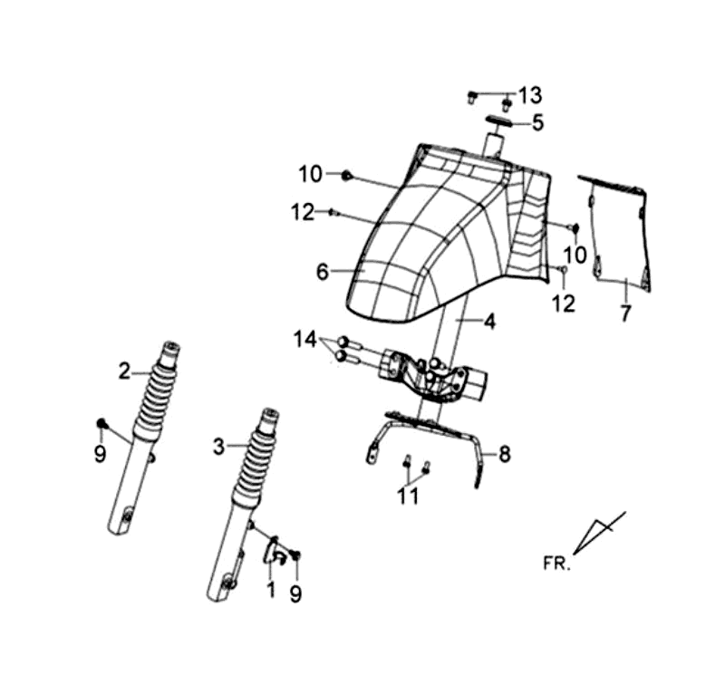 Crown Piece Front Board Headset Sym Tonik (BU3005S WH8018P) bleu blanc