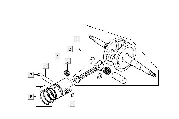 Piston de vilebrequin Kymco Super9 2t lc o.m noir mat-jaune