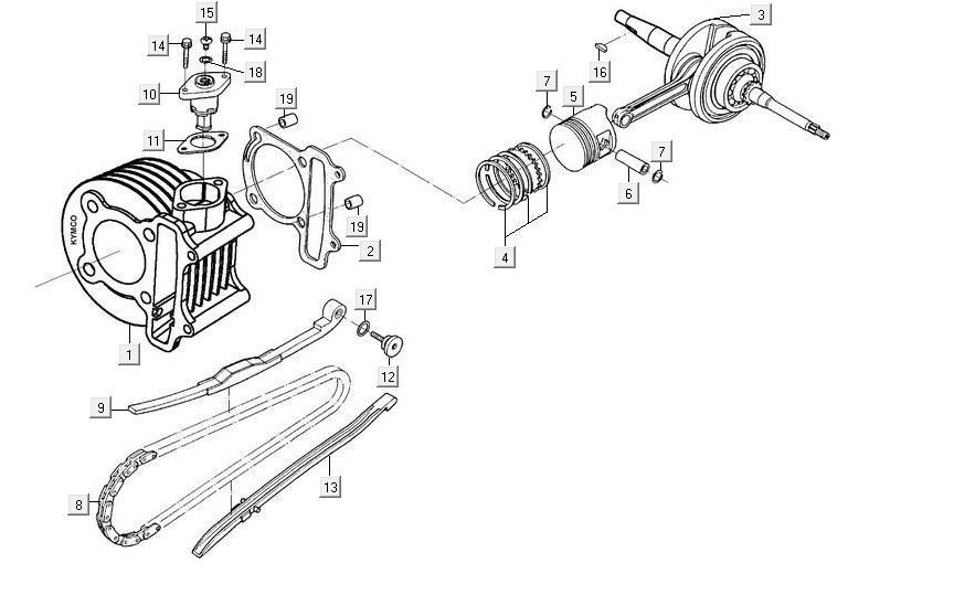 Cylindre vilebrequin Kymco Maxxer 90 Quad Black