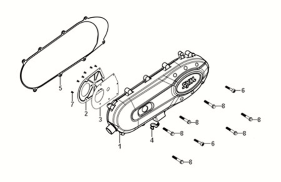 Capuchon de carter gauche Sym X-Pro 50 E5