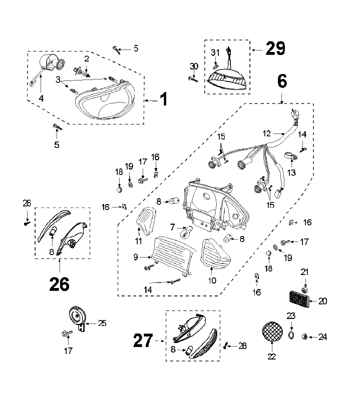 Feu Peugeot V-clic bleu