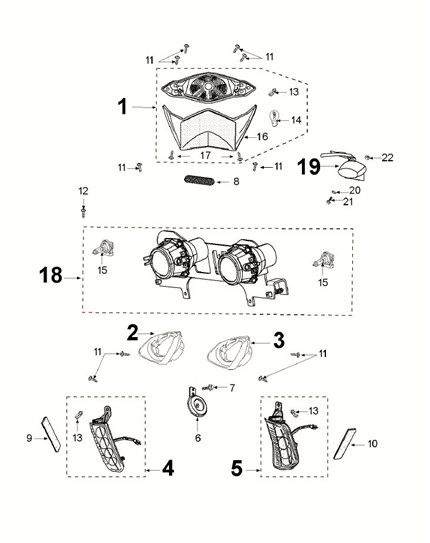 Light- turn- signal- horn Peugeot Speedfight 4 50i E5