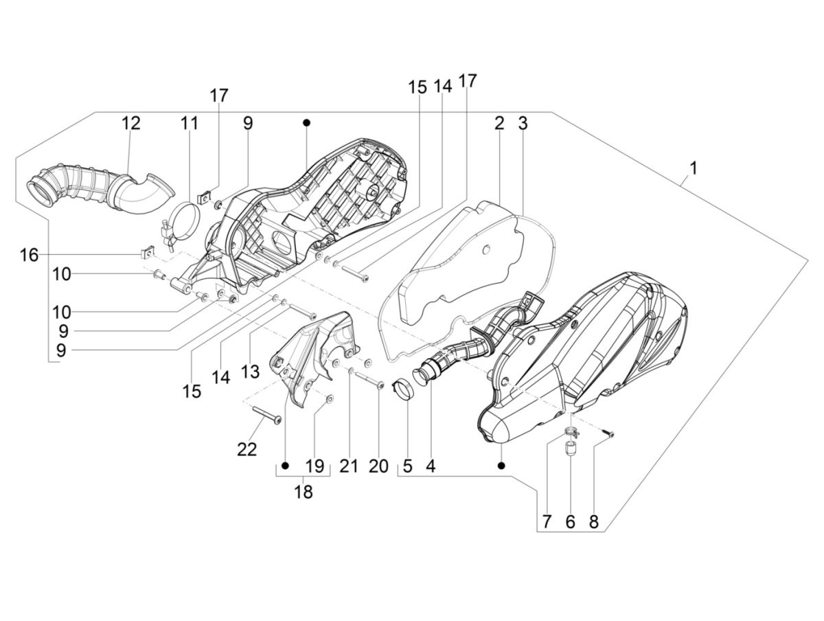 Boîte à air  Piaggio Beverly 300 IE ABS E4 2016 - 2020 (EMEA)
