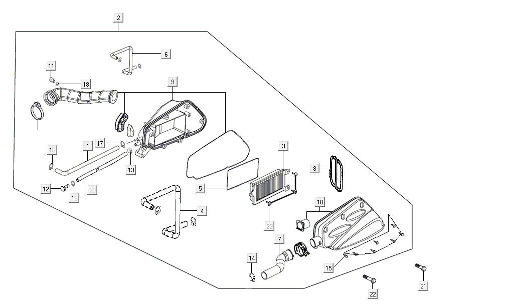 Boîte à air  Kymco Agility 16'+ 4 temps injection euro4 rouge