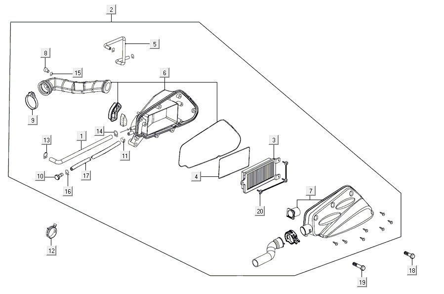 Boîte à air  Kymco Agility 16'+ 4t bleu métallique mat