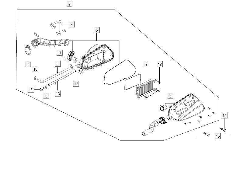 Boîte à air  Kymco City 16' 4 temps noir