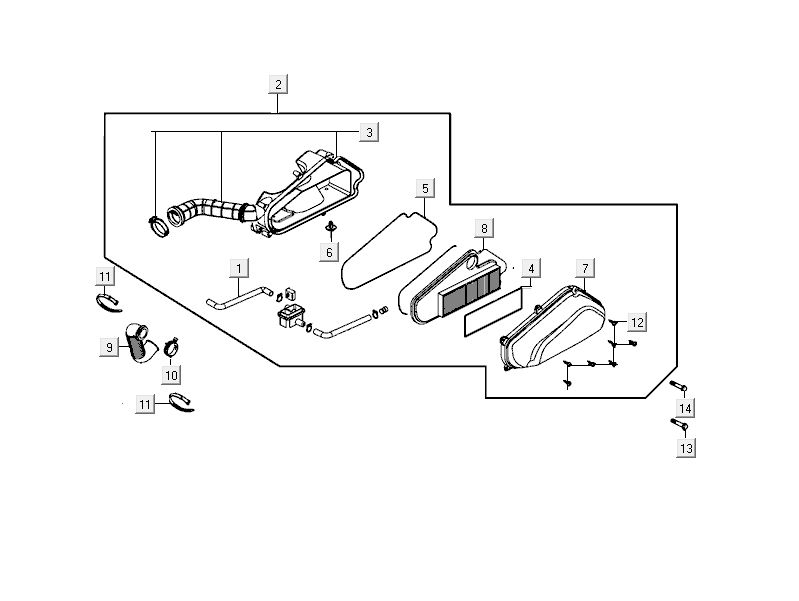 Boîte à air  Kymco Delivery 4 temps noir