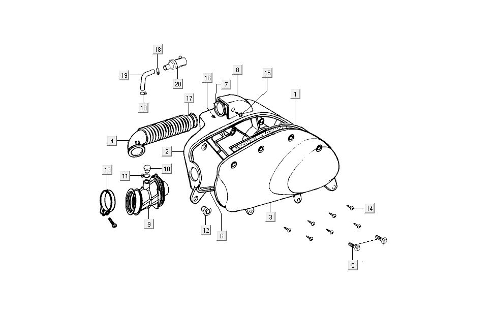 Boîte à air  Kymco Dink AC 2 temps Argent