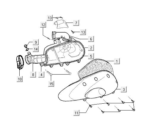 Boîte à air  Kymco Super9 2t lc om noir mat-rouge