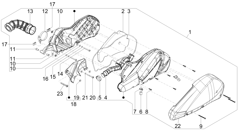 Boîte à air  Piaggio Beverly 125 RST 4T 4V IE E3 2010-2015 (EMEA)