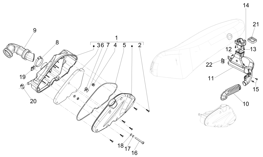 Boîte à air  Piaggio Fly 125 4 temps 3V IE E3