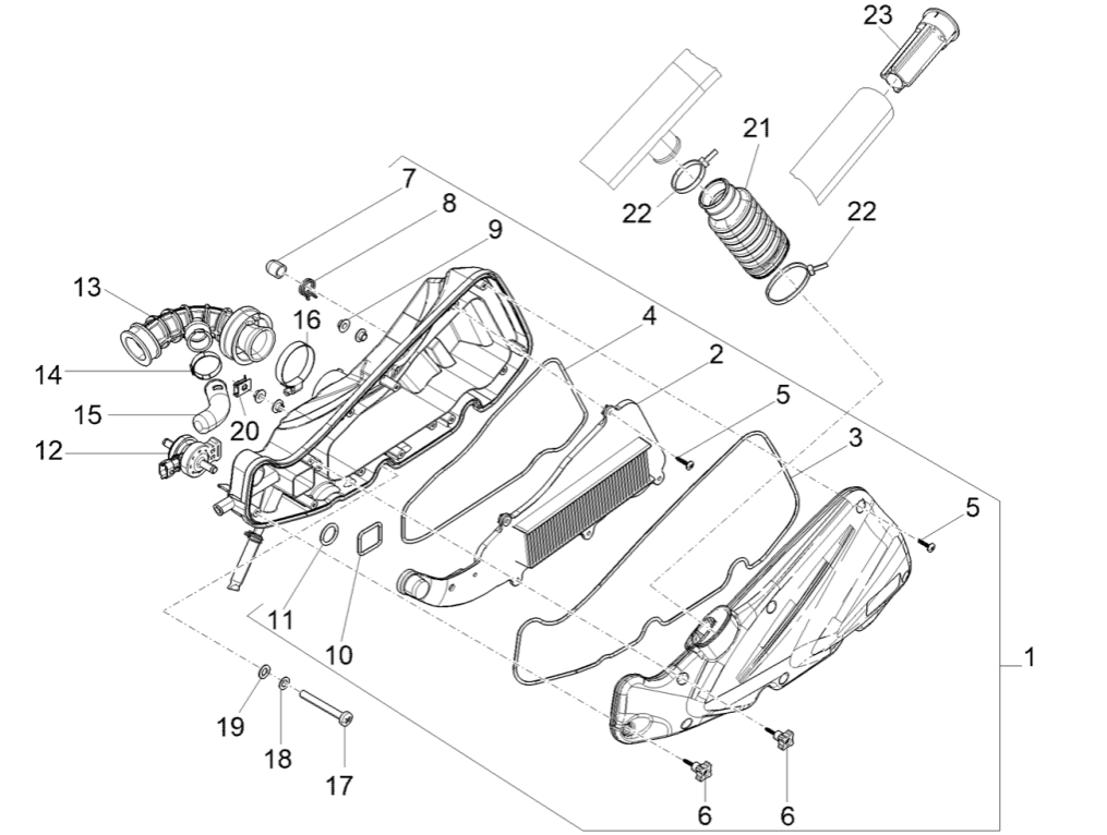 Boîte à air  4 temps Piaggio Liberty 50 (IGET Euro 5)