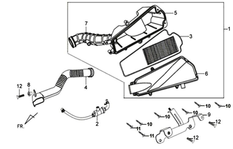 Boîte à air  Sym XPRO 50 E4