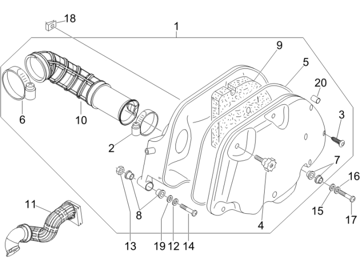 Boîte à air  Vespa GTS 250 ie 2005-2009 (avec ABS)