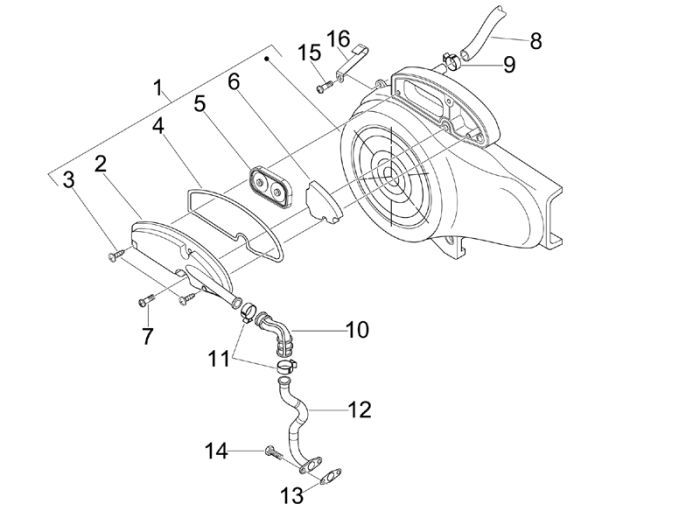 Boîte à air  Vespa Lx 45km 4 temps 4 soupapes