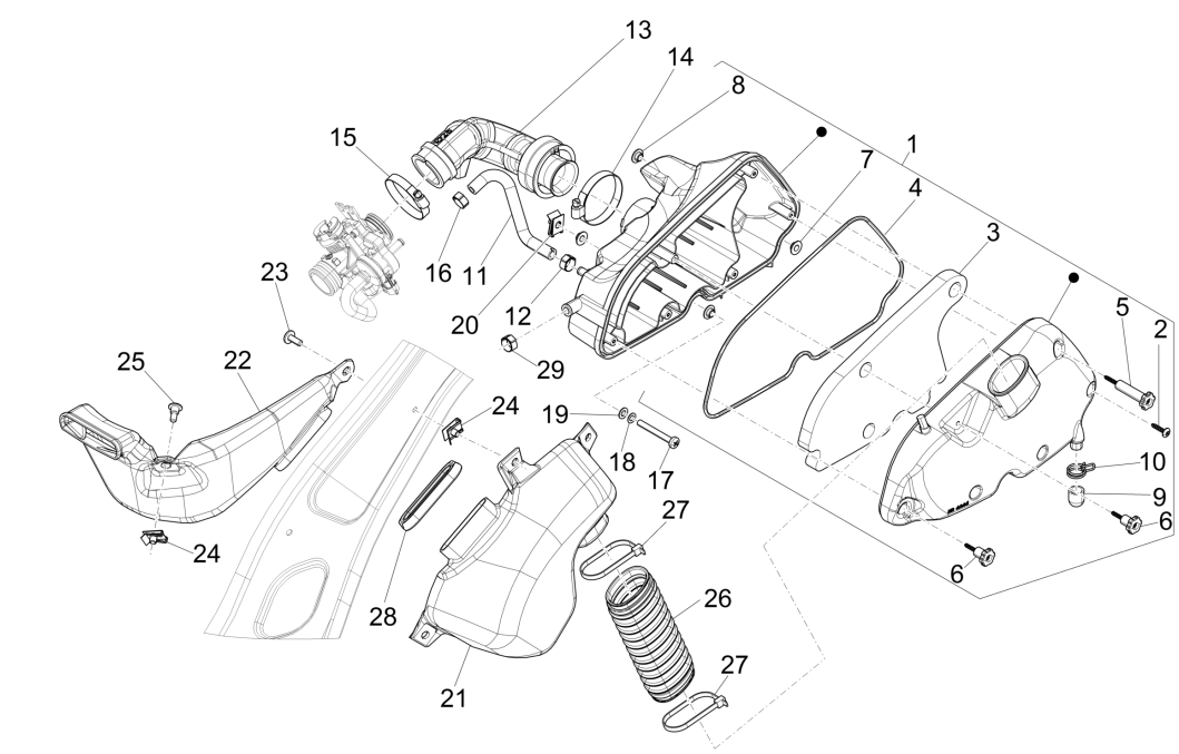 Boîte à air  Vespa Primavera 125 4T 3V IE ABS