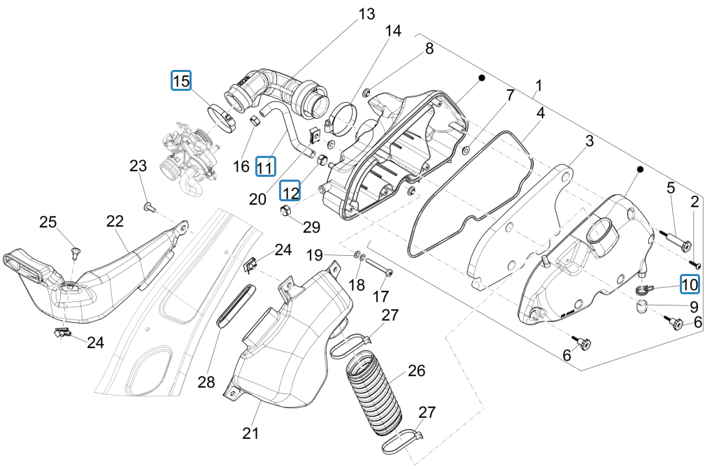 Boîte à air  Vespa Sprint 125 4T 3V IE ABS