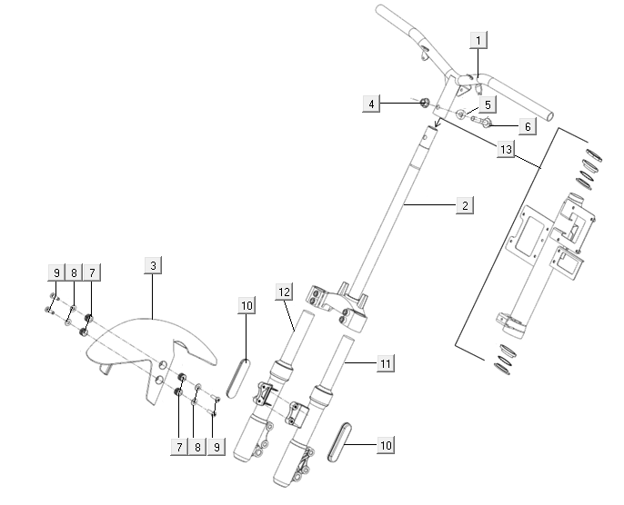 Guidon - Fourche avant Niu M+ sport white