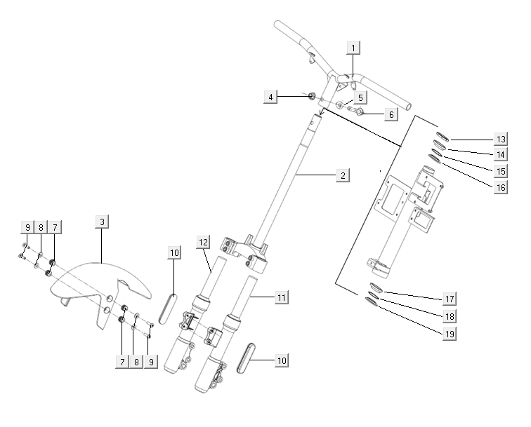 Guidon avant Niu M+ sport blue