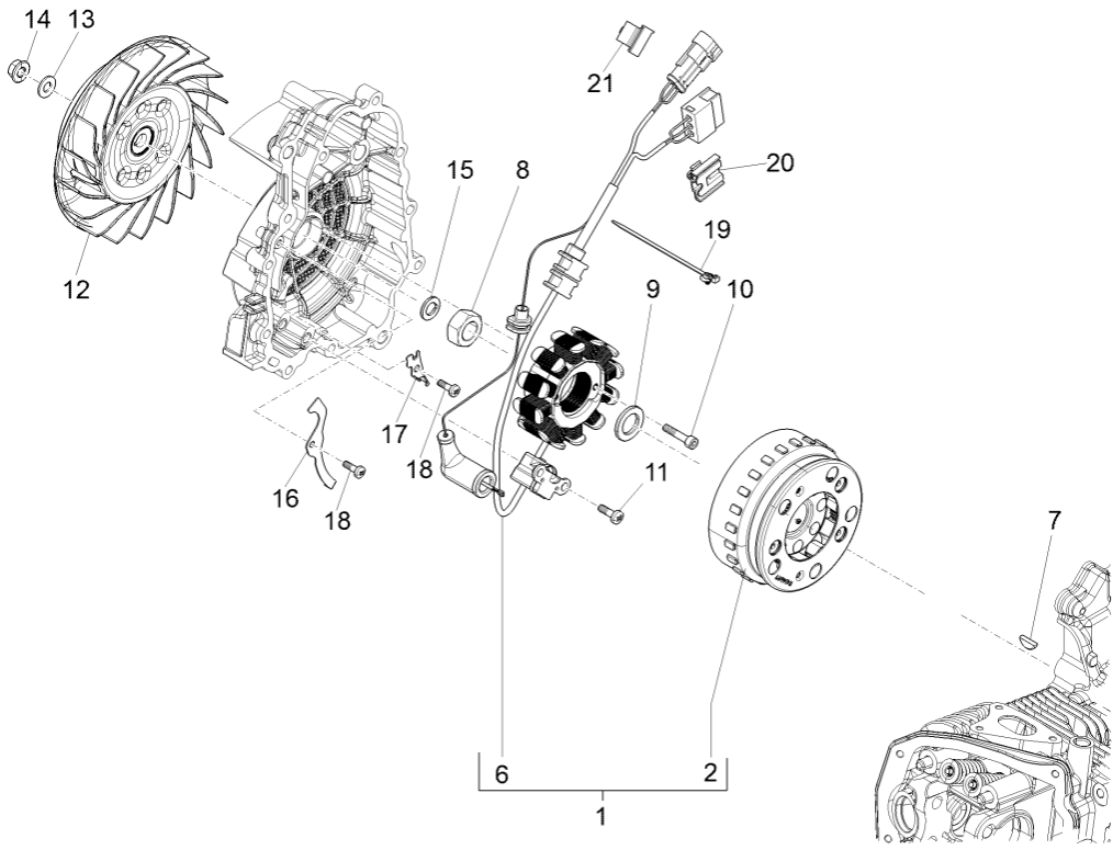 Volant magnétique Piaggio Fly 125 4 temps 3V IE E3