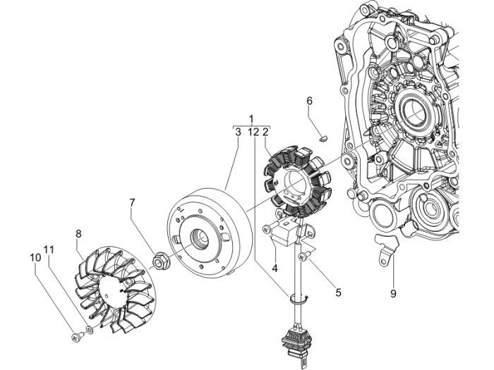Volant moteur Vespa LXV 2 temps