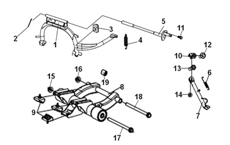 Main stand - kick starter arm Sym ADX 125i ABS+ TCS E5 2023