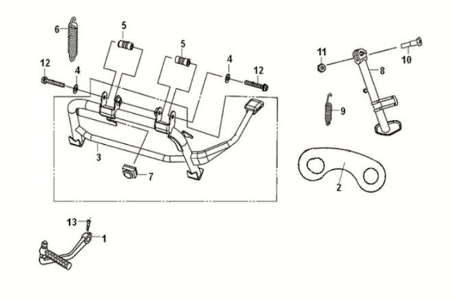 Main stand - kick starter arm Sym Crox 50 E5
