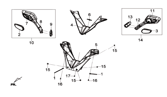 Kit couvre-volant + rétroviseur Sym Joymax 125I ABS gris mat (GY-7450U)