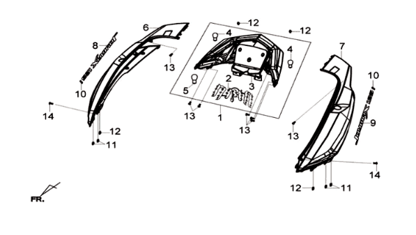 Placage Sym Joymax 125I ABS gris mat (GY-7450U)