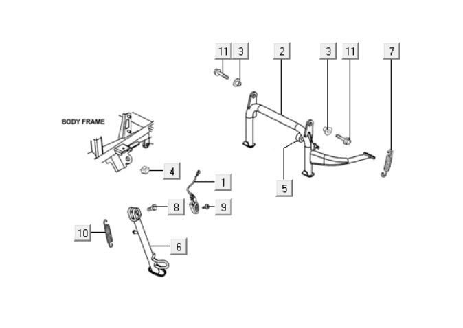 Béquille centrale - Béquille latérale Kymco Downtown 125i