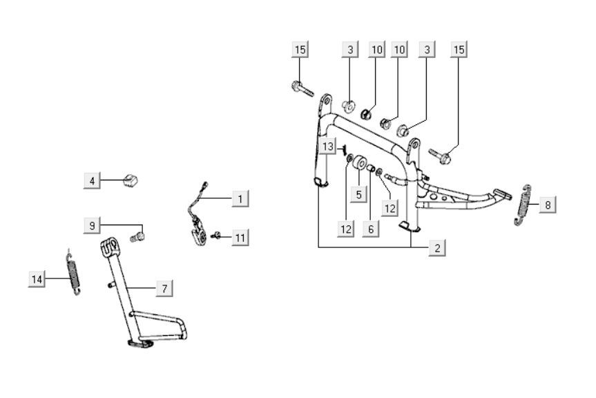 Béquille intermédiaire - Béquille latérale Kymco Xciting 400i Pearly Black