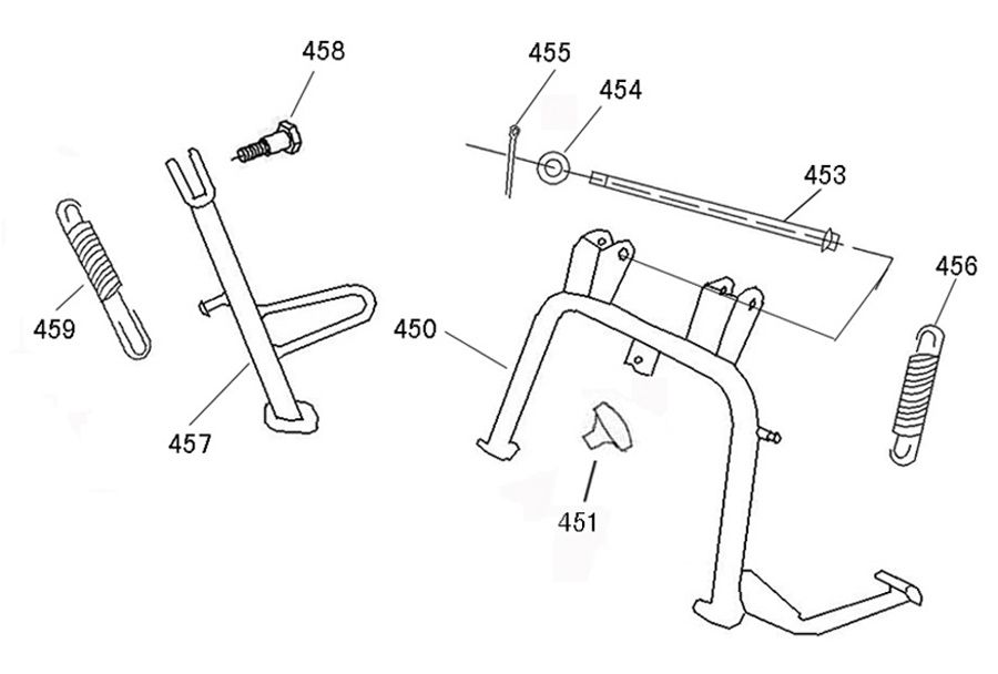 Béquille centrale China R8 bleu foncé