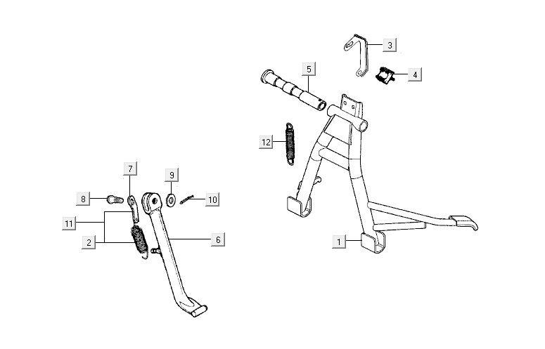 Béquille centraleKymco Activ 4 temps bleu-noir