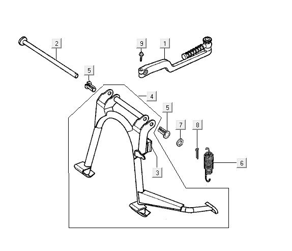 Béquille centraleKymco Super9 2t lc fond noir-rouge mat