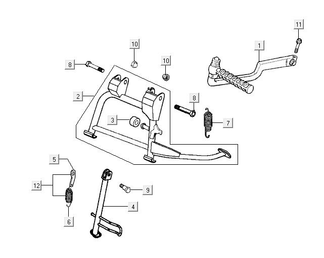 Pied intermédiaire Kymco Vitality 4t ac anthracite