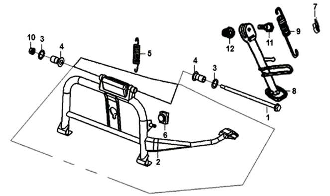 Béquille centrale/béquille latérale Sym Jet 14 125I E4