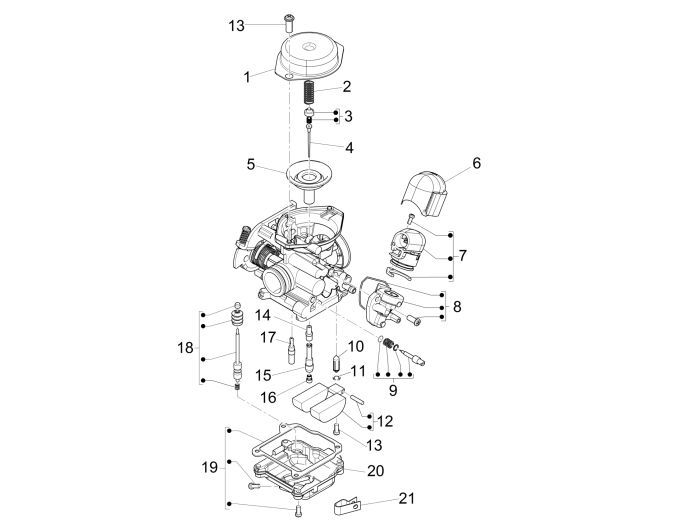 Carburateur Piaggio New Fly 4 temps 4 soupapes